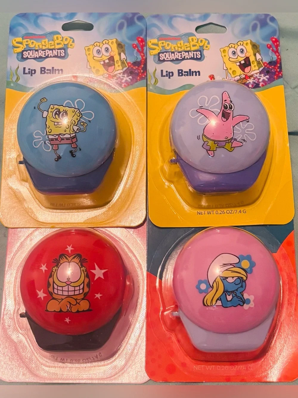 SpongeBob Squarepants Character Lip Balm Set - Blue, Purple, Red, Pink